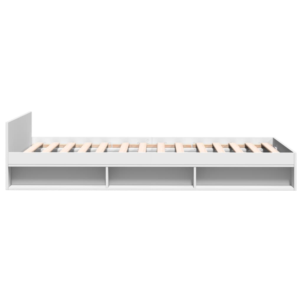 Bedframe met lade bewerkt hout wit 100x200 cm is nu te koop bij PeponiXL, paradijselijk wonen!