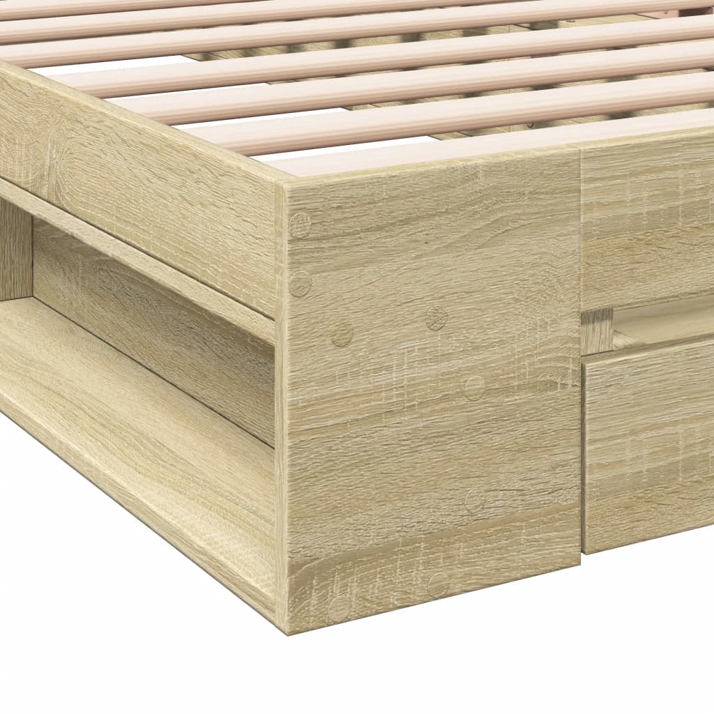Bedframe met lade bewerkt hout sonoma eikenkleurig 100x200 cm