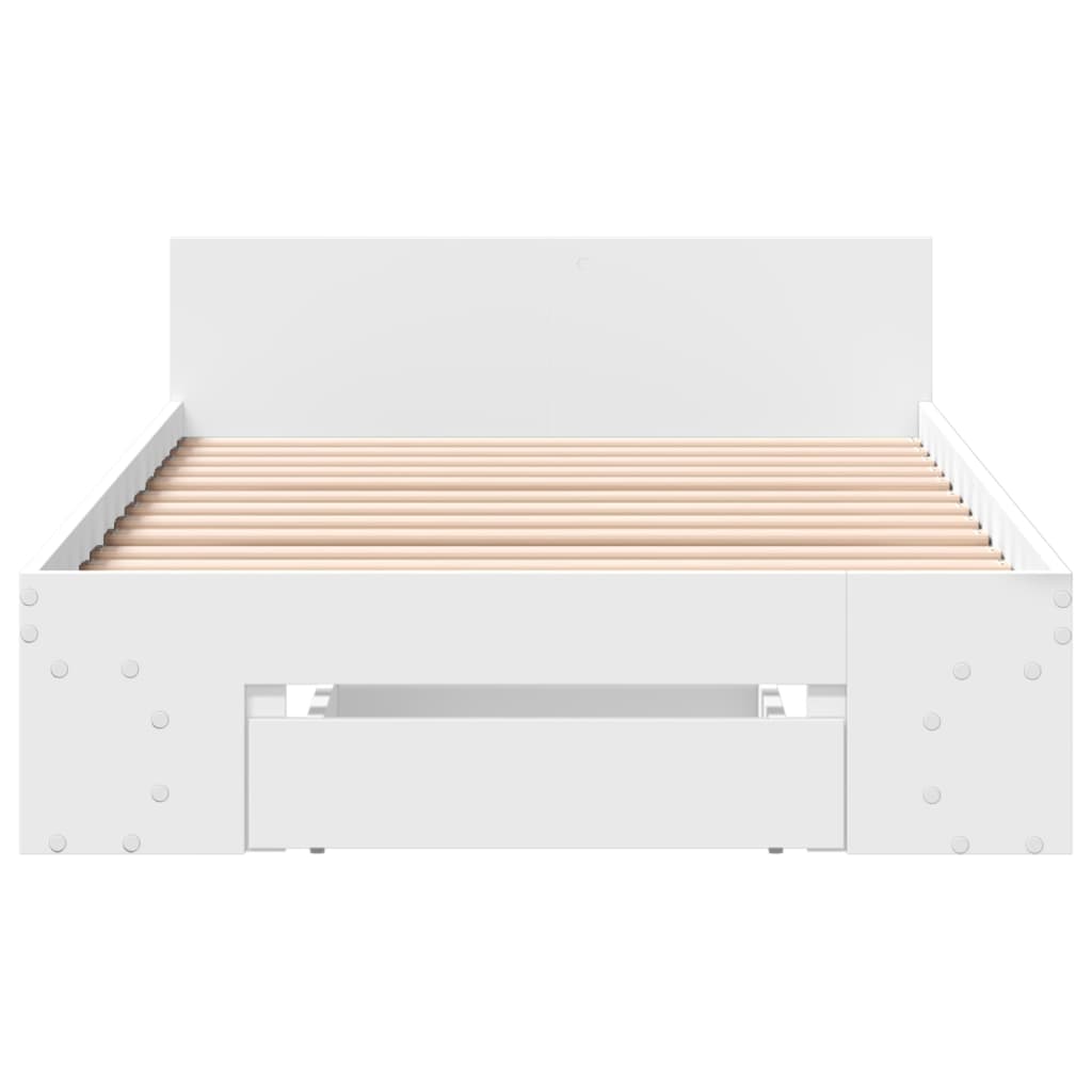 Bedframe met lade bewerkt hout wit 90x200 cm is nu te koop bij PeponiXL, paradijselijk wonen!