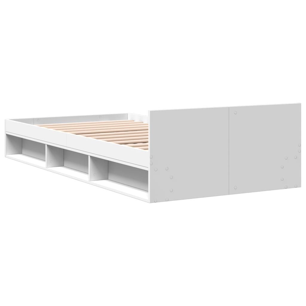Bedframe met lade bewerkt hout wit 90x200 cm is nu te koop bij PeponiXL, paradijselijk wonen!