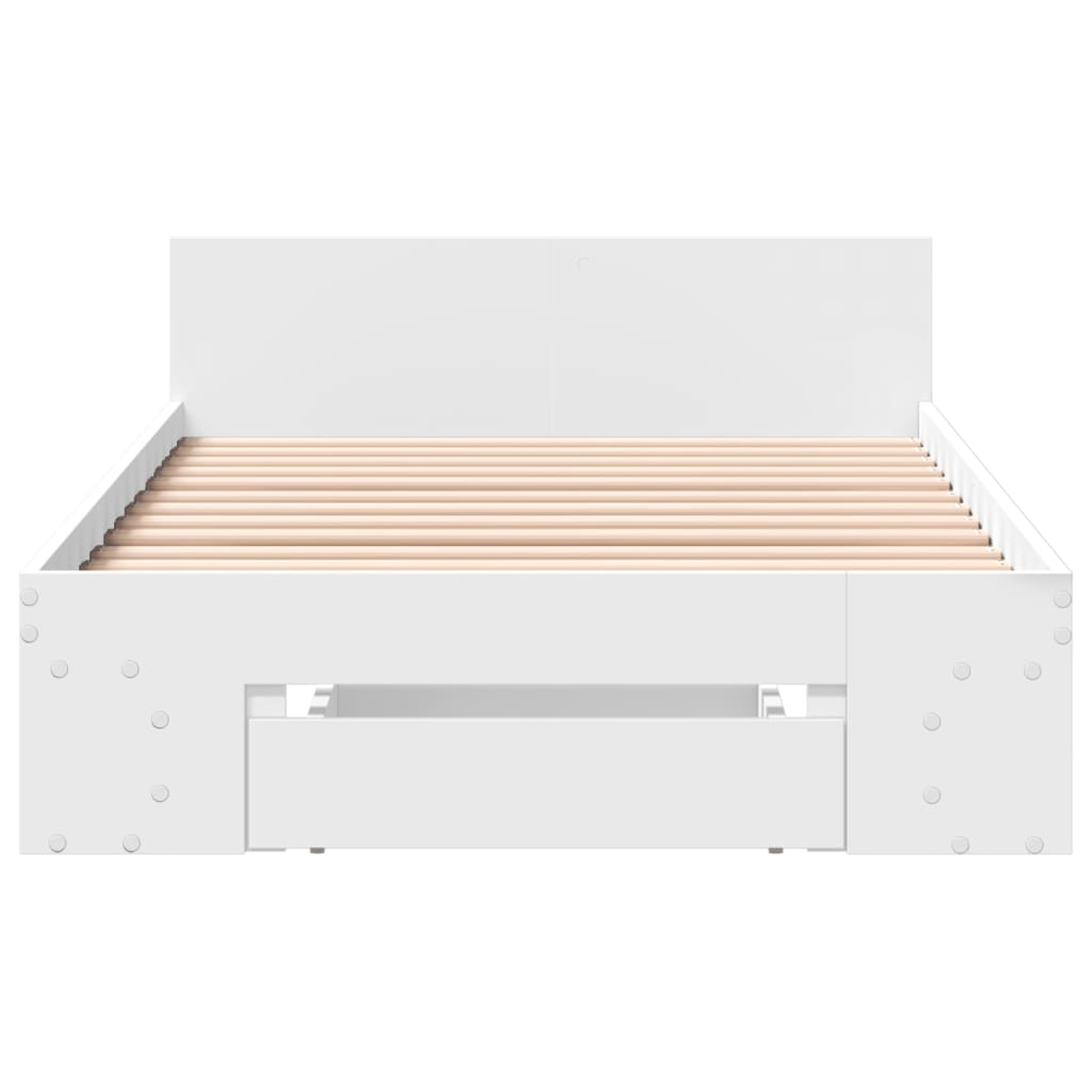 Bedframe met lade bewerkt hout wit 75x190 cm is nu te koop bij PeponiXL, paradijselijk wonen!