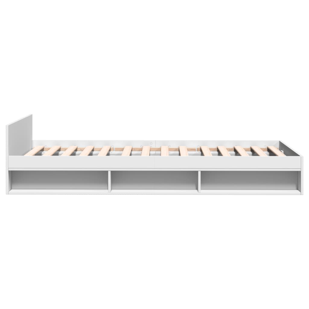 Bedframe met lade bewerkt hout wit 75x190 cm is nu te koop bij PeponiXL, paradijselijk wonen!