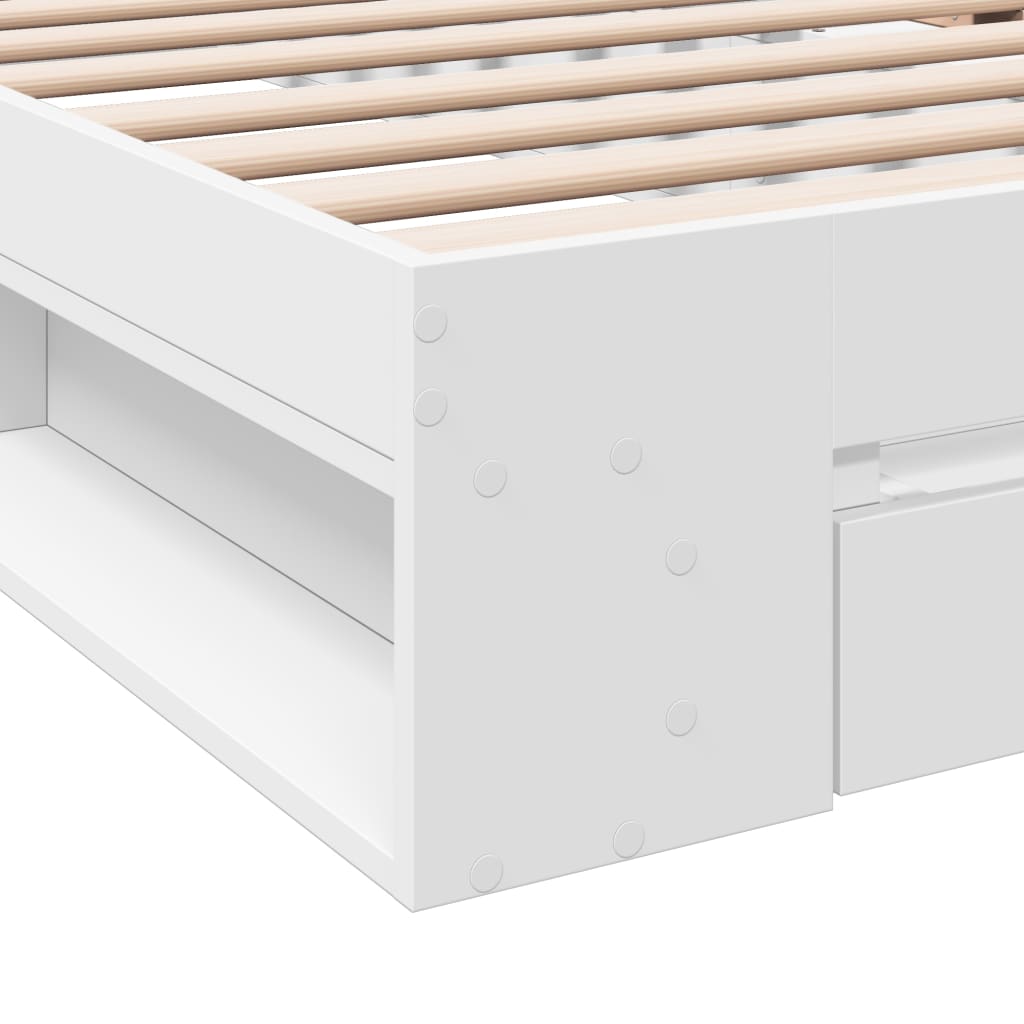 Bedframe met lade bewerkt hout wit 75x190 cm is nu te koop bij PeponiXL, paradijselijk wonen!