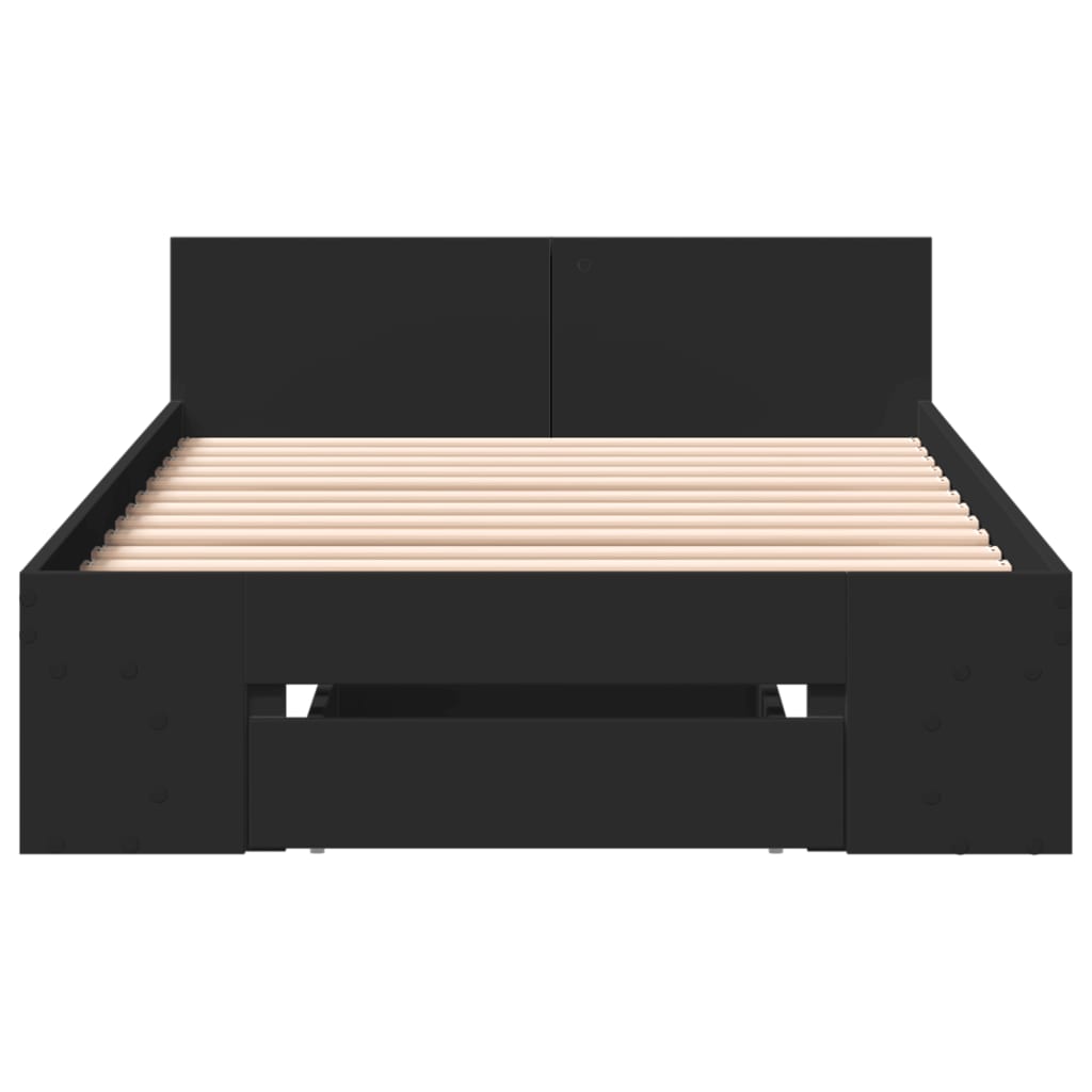 Bedframe met lade bewerkt hout zwart 75x190 cm is nu te koop bij PeponiXL, paradijselijk wonen!