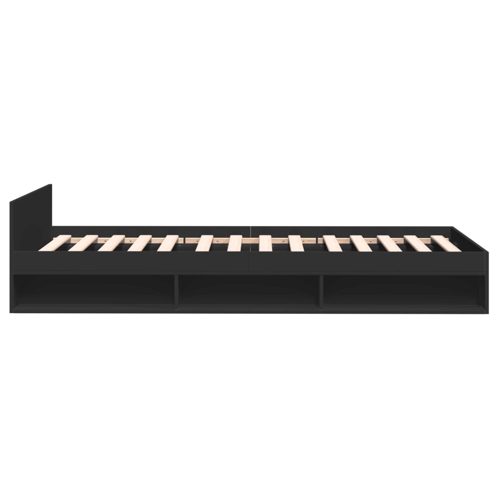 Bedframe met lade bewerkt hout zwart 75x190 cm is nu te koop bij PeponiXL, paradijselijk wonen!