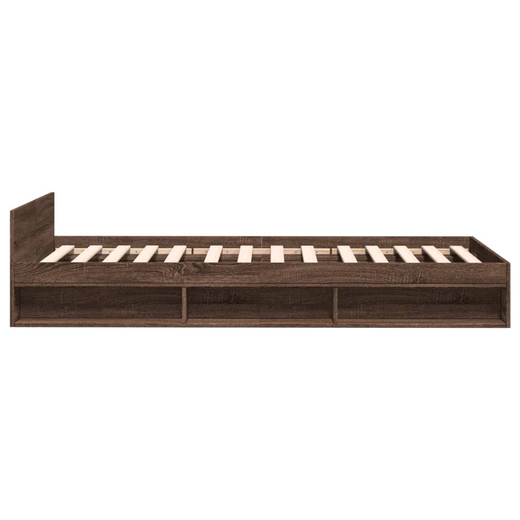 Bedframe met lade bewerkt hout bruin eikenkleurig 75x190 cm is nu te koop bij PeponiXL, paradijselijk wonen!