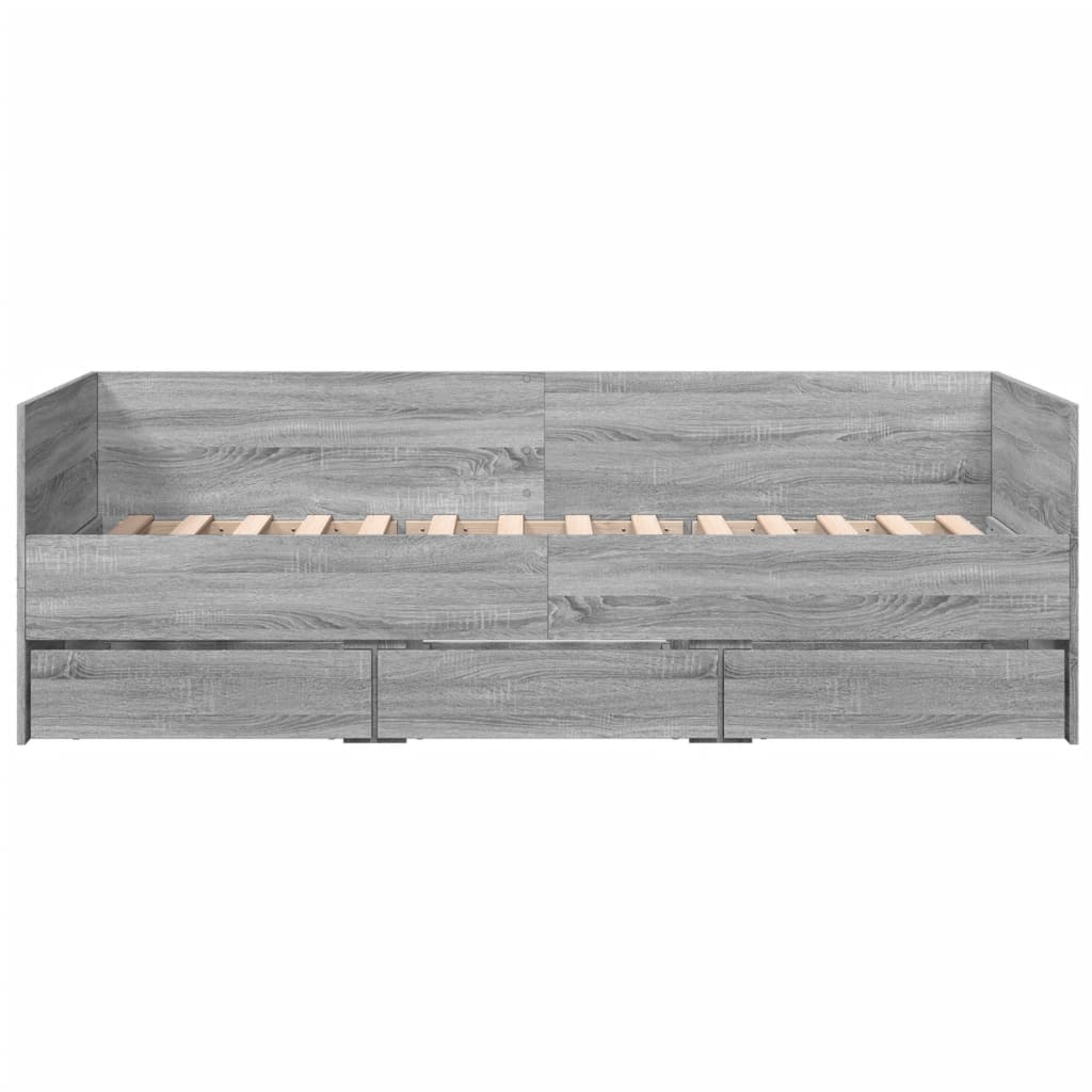 Slaapbank met lades zonder matras 100x200 cm grijs sonoma eiken is nu te koop bij PeponiXL, paradijselijk wonen!