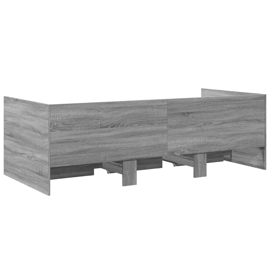 Slaapbank met lades zonder matras 100x200 cm grijs sonoma eiken is nu te koop bij PeponiXL, paradijselijk wonen!