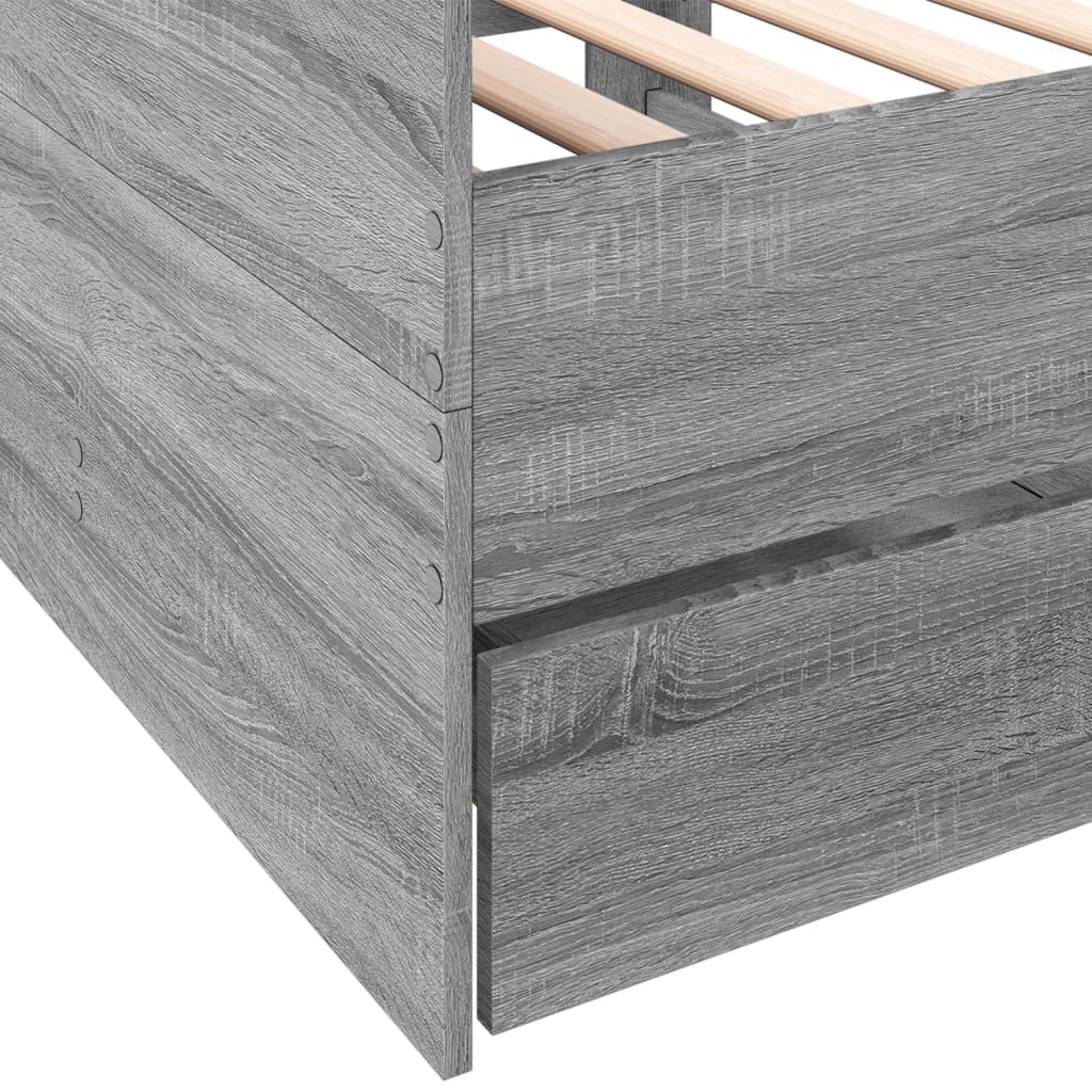 Slaapbank met lades zonder matras 100x200 cm grijs sonoma eiken is nu te koop bij PeponiXL, paradijselijk wonen!