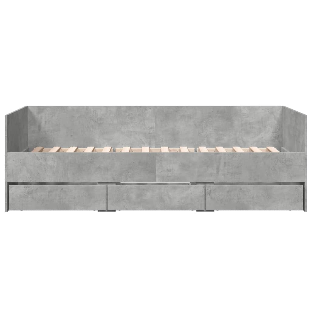 Slaapbank met lades zonder matras 90x200 cm betongrijs is nu te koop bij PeponiXL, paradijselijk wonen!
