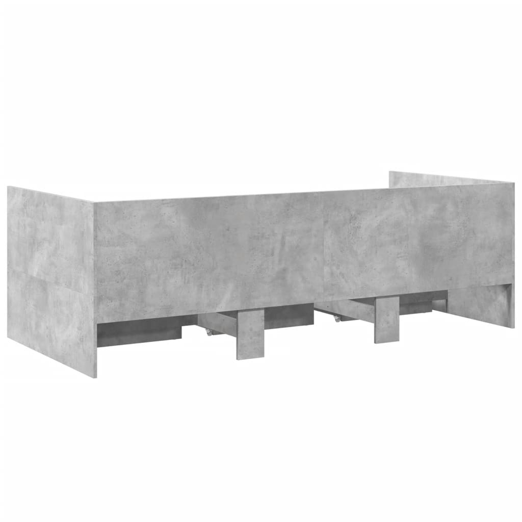 Slaapbank met lades zonder matras 90x200 cm betongrijs is nu te koop bij PeponiXL, paradijselijk wonen!