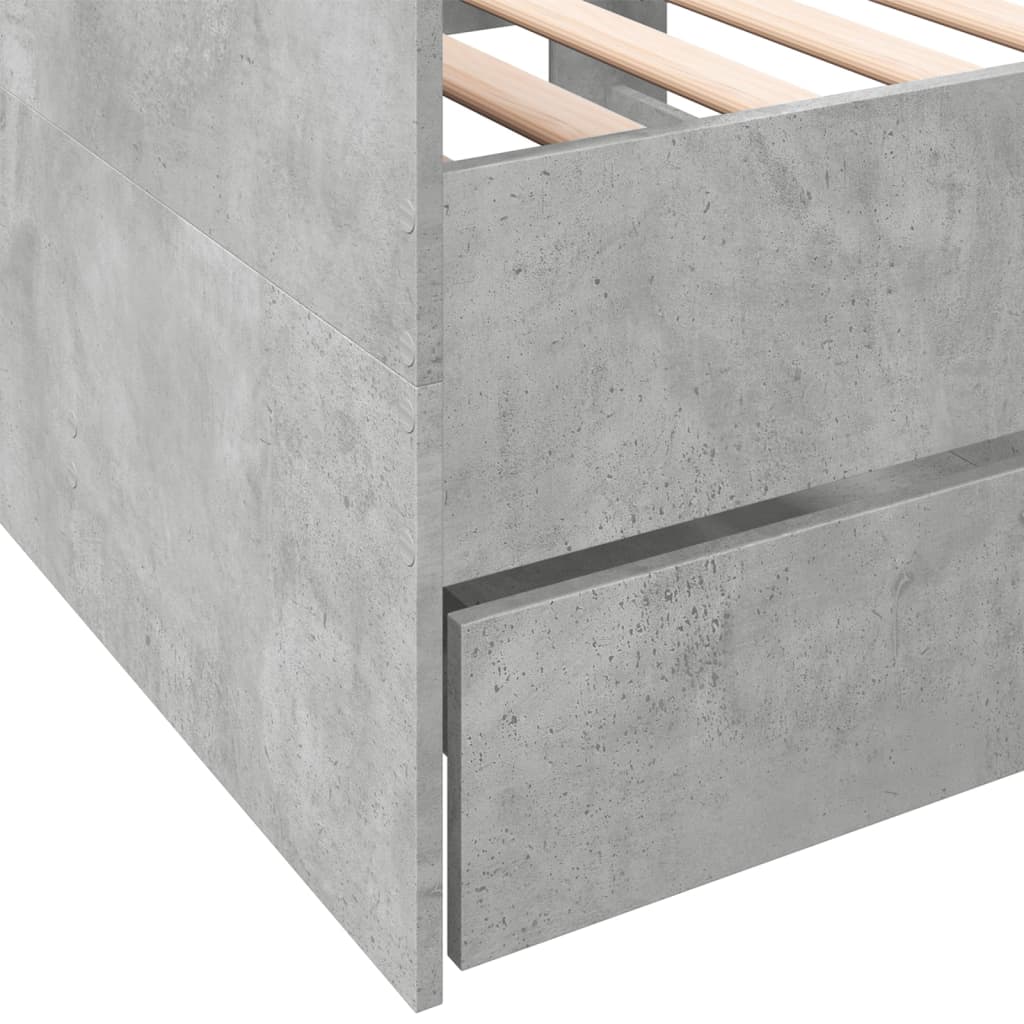 Slaapbank met lades zonder matras 90x200 cm betongrijs is nu te koop bij PeponiXL, paradijselijk wonen!