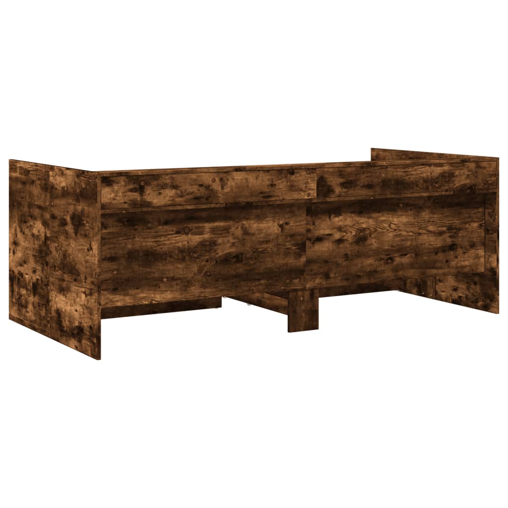 Slaapbank met lades zonder matras 90x190 cm gerookt eikenkleur is nu te koop bij PeponiXL, paradijselijk wonen!