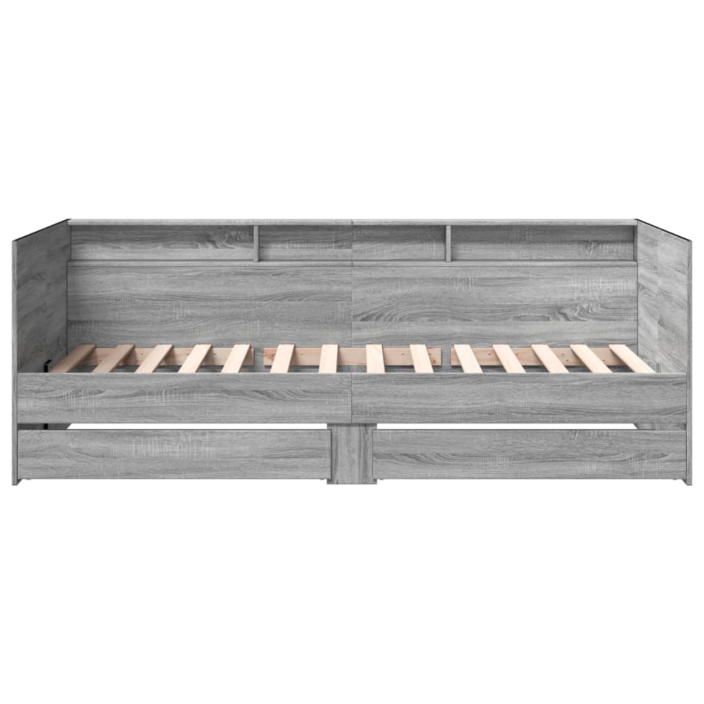 Slaapbank met lades zonder matras 90x190 cm grijs sonoma eiken is nu te koop bij PeponiXL, paradijselijk wonen!