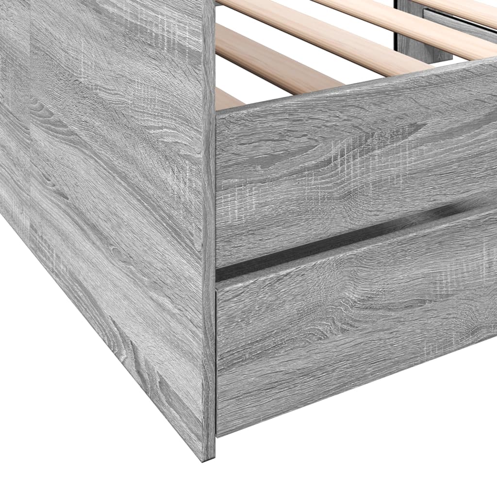 Slaapbank met lades zonder matras 90x190 cm grijs sonoma eiken is nu te koop bij PeponiXL, paradijselijk wonen!