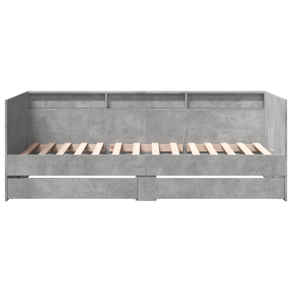 Slaapbank met lades zonder matras 75x190 cm betongrijs is nu te koop bij PeponiXL, paradijselijk wonen!