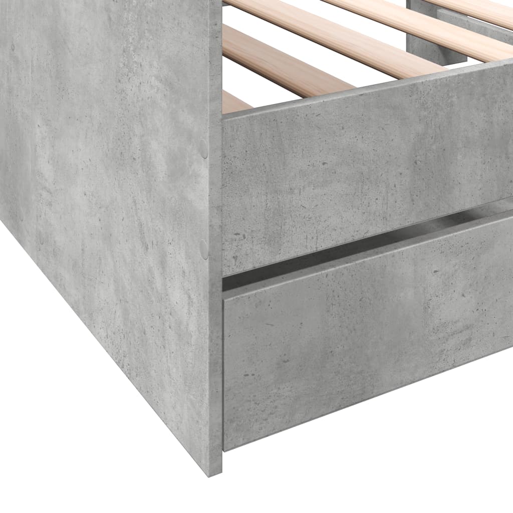Slaapbank met lades zonder matras 75x190 cm betongrijs is nu te koop bij PeponiXL, paradijselijk wonen!