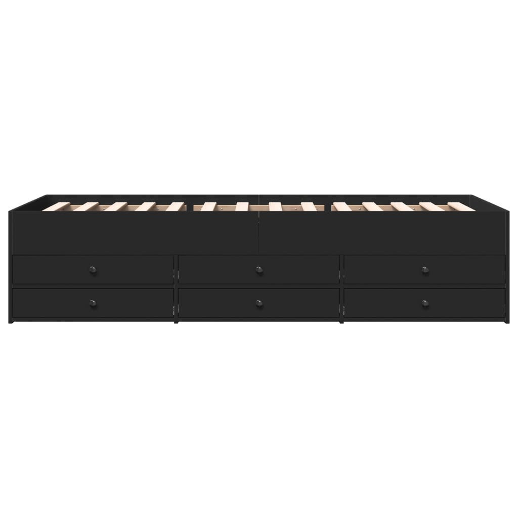 Slaapbank met lades zonder matras 100x200 cm zwart is nu te koop bij PeponiXL, paradijselijk wonen!