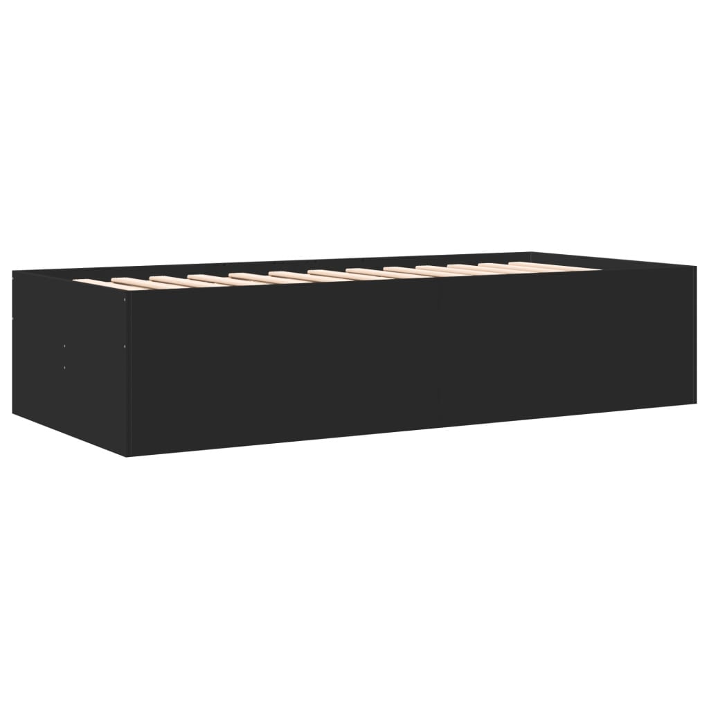 Slaapbank met lades zonder matras 100x200 cm zwart is nu te koop bij PeponiXL, paradijselijk wonen!