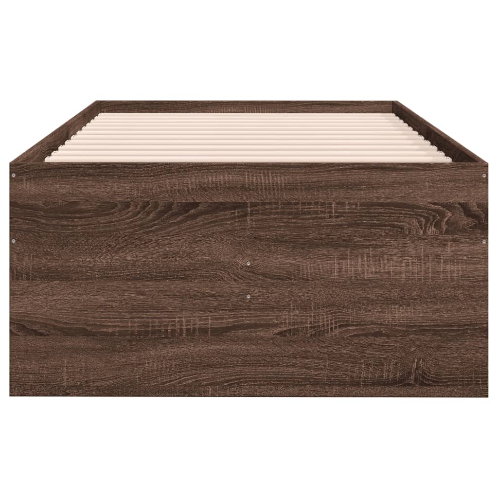 Slaapbank met lades zonder matras 100x200 cm bruin eikenkleurig is nu te koop bij PeponiXL, paradijselijk wonen!