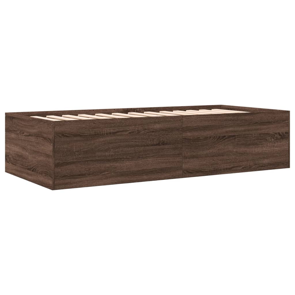 Slaapbank met lades zonder matras 100x200 cm bruin eikenkleurig is nu te koop bij PeponiXL, paradijselijk wonen!