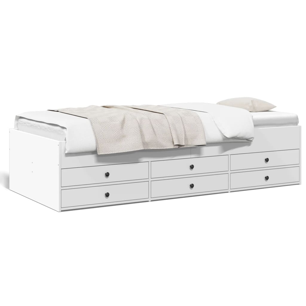 Slaapbank met lades zonder matras 90x190 cm wit is nu te koop bij PeponiXL, paradijselijk wonen!