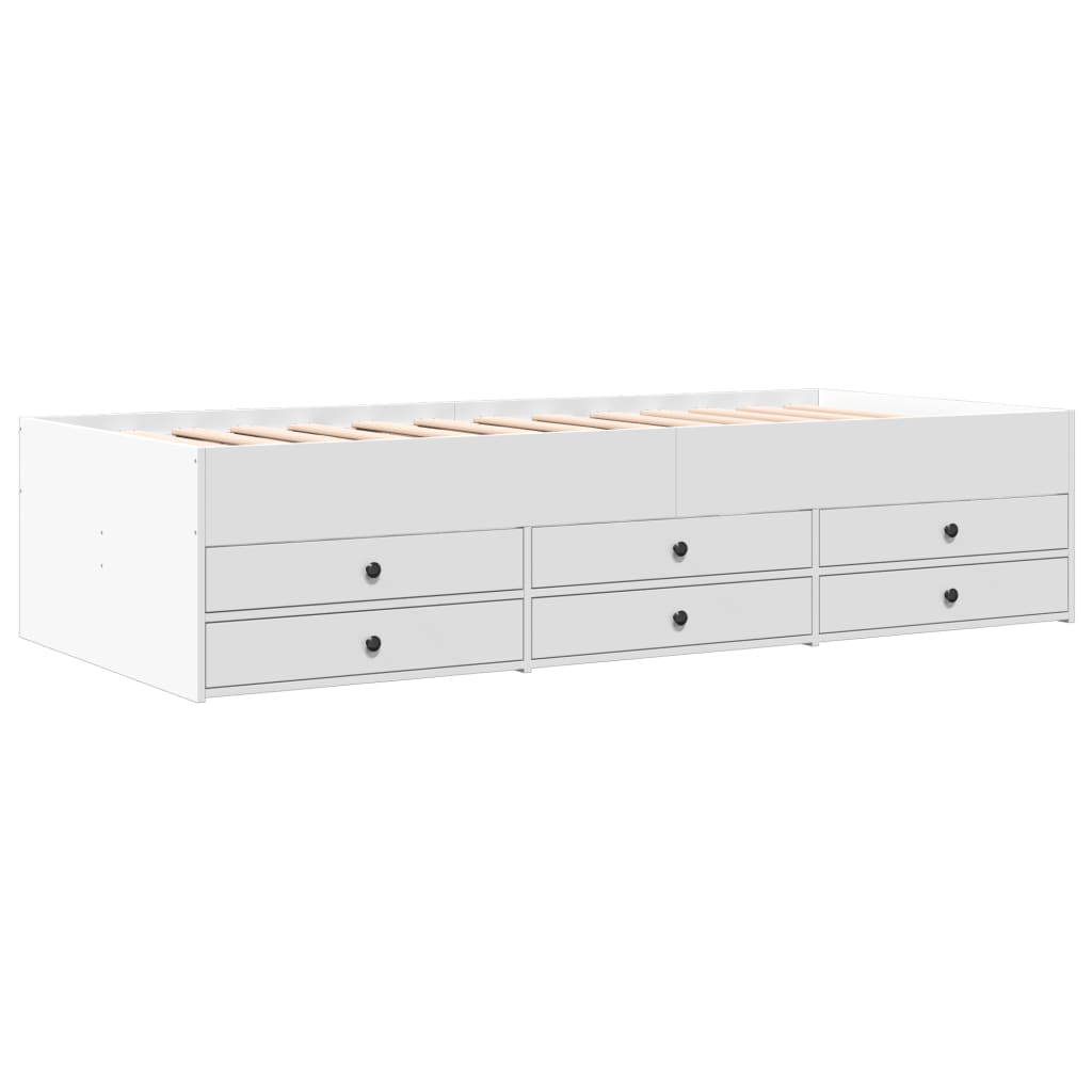 Slaapbank met lades zonder matras 90x190 cm wit is nu te koop bij PeponiXL, paradijselijk wonen!