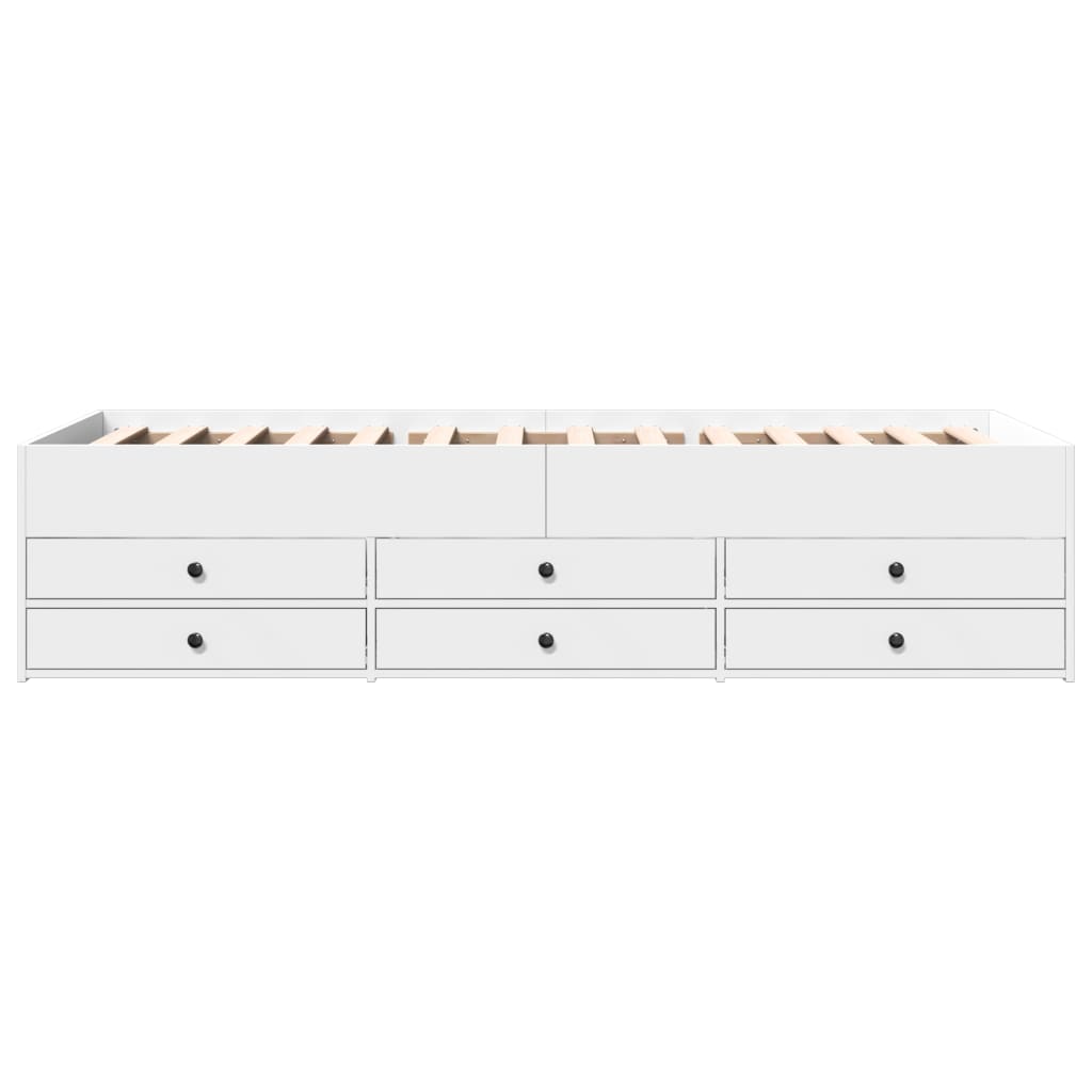 Slaapbank met lades zonder matras 90x190 cm wit is nu te koop bij PeponiXL, paradijselijk wonen!