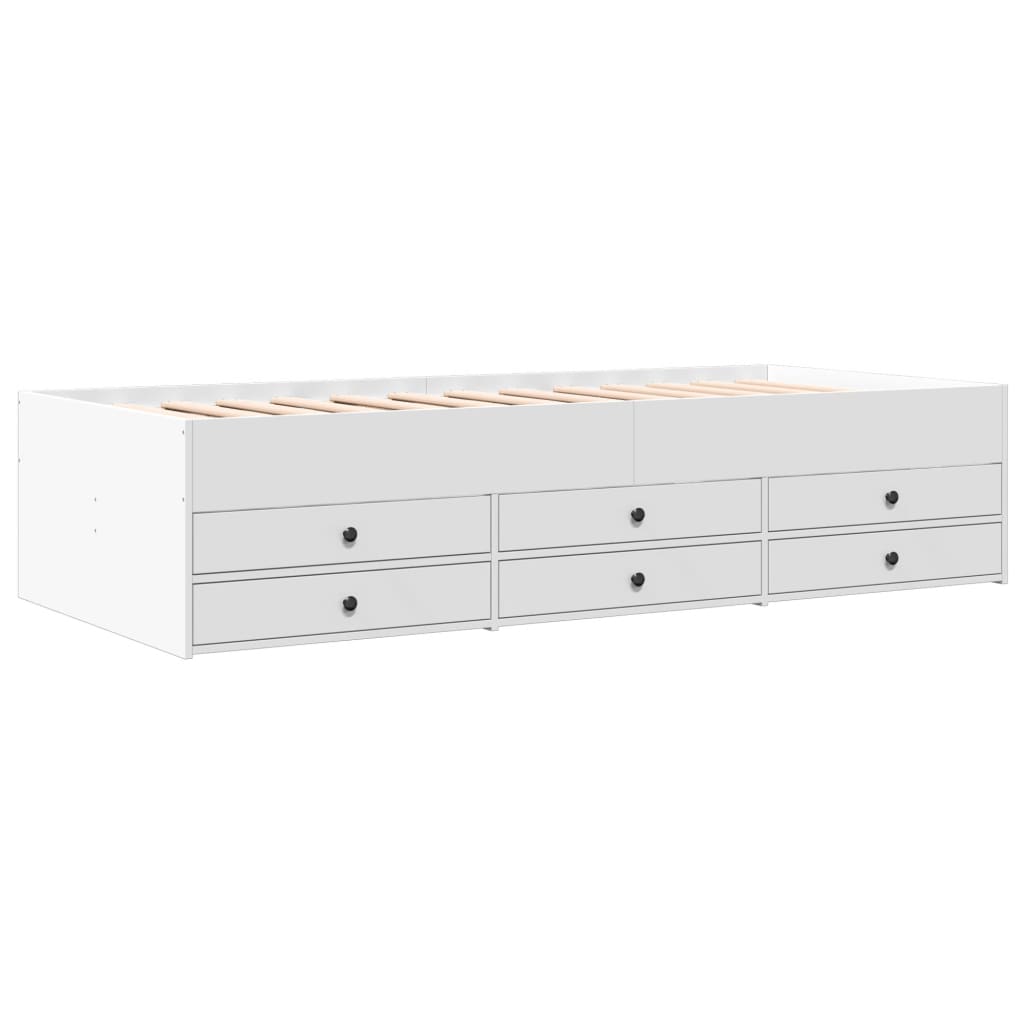 Slaapbank met lades zonder matras 75x190 cm wit is nu te koop bij PeponiXL, paradijselijk wonen!