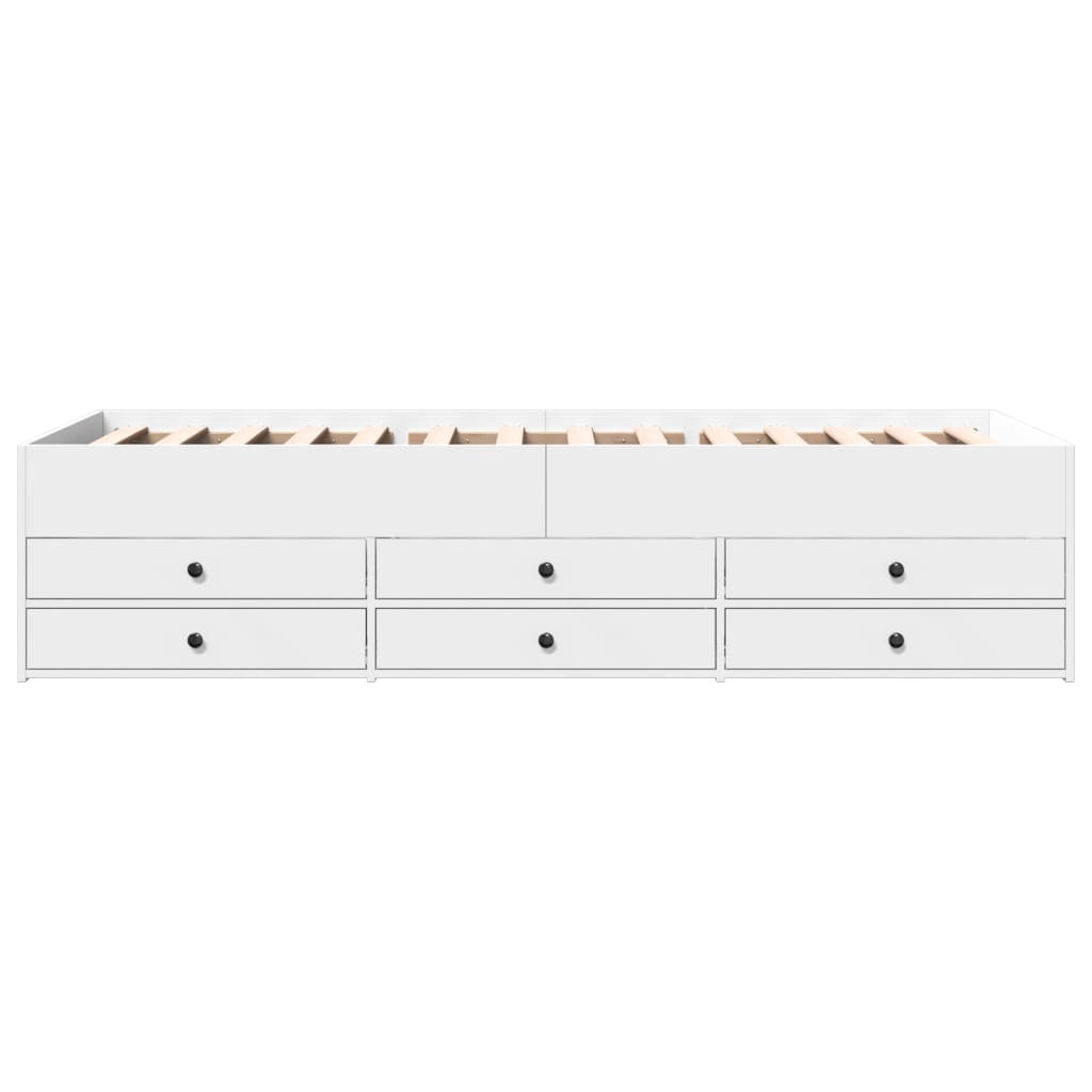 Slaapbank met lades zonder matras 75x190 cm wit is nu te koop bij PeponiXL, paradijselijk wonen!