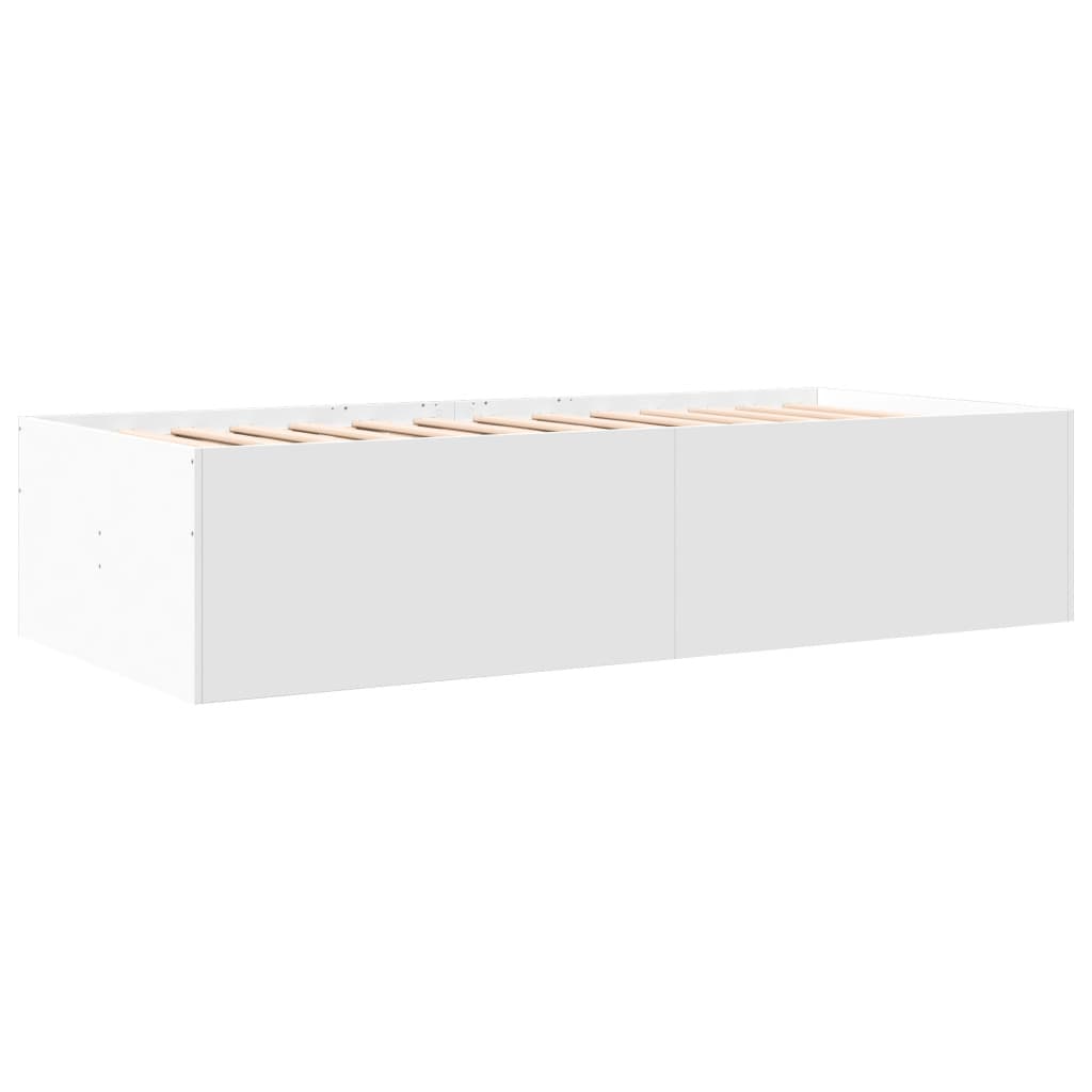 Slaapbank met lades zonder matras 75x190 cm wit is nu te koop bij PeponiXL, paradijselijk wonen!