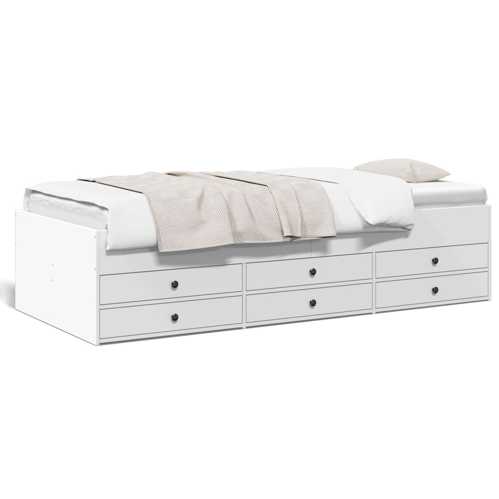 Slaapbank met lades zonder matras 75x190 cm wit is nu te koop bij PeponiXL, paradijselijk wonen!
