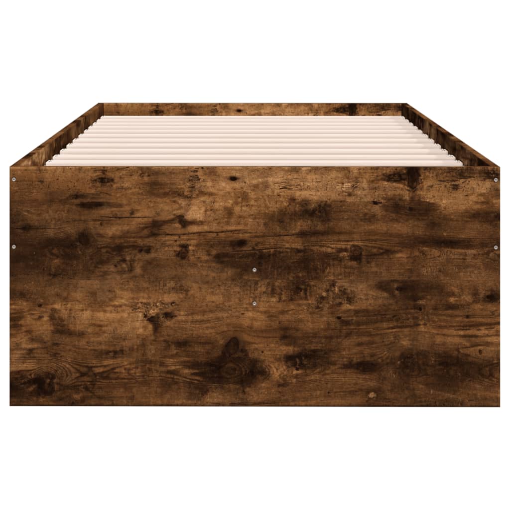 Slaapbank met lades zonder matras 75x190 cm gerookt eikenkleur is nu te koop bij PeponiXL, paradijselijk wonen!