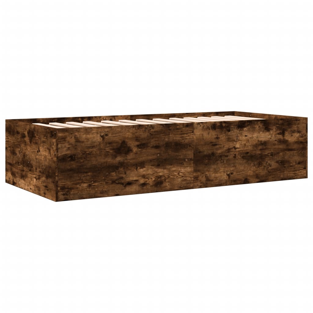 Slaapbank met lades zonder matras 75x190 cm gerookt eikenkleur is nu te koop bij PeponiXL, paradijselijk wonen!