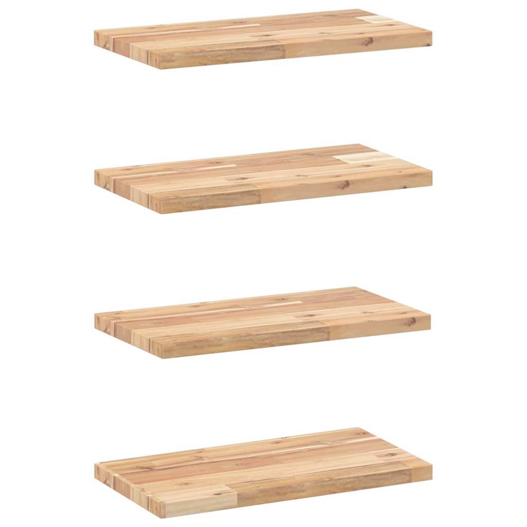 Wandschappen 4 st zwevend 40x20x2 cm onbehandeld acaciahout