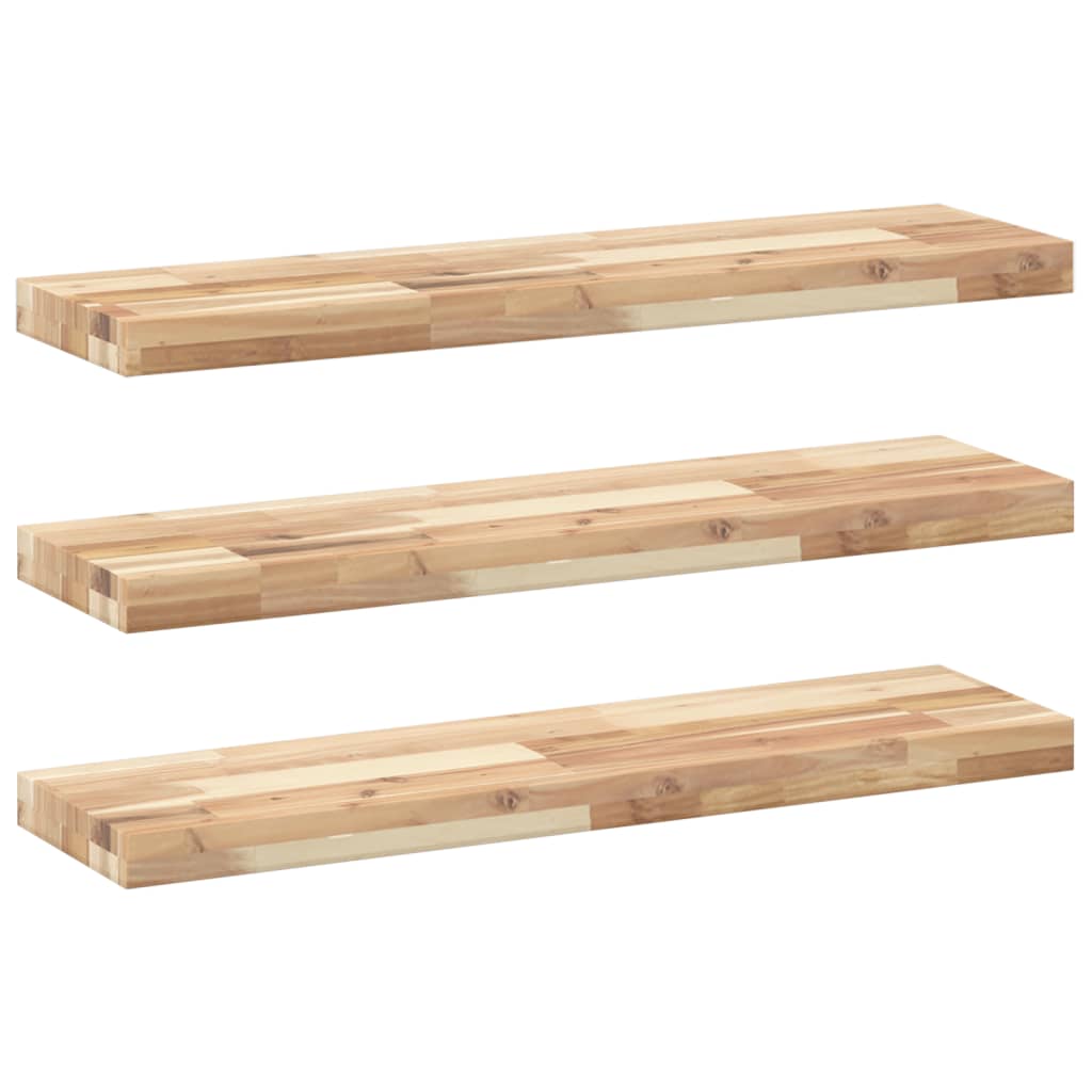 Wandschappen 3 st zwevend 80x20x4 cm onbehandeld acaciahout is nu te koop bij PeponiXL, paradijselijk wonen!