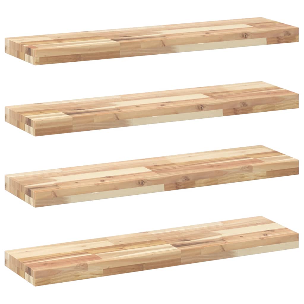 Wandschappen 4 st zwevend 100x20x4 cm onbehandeld acaciahout is nu te koop bij PeponiXL, paradijselijk wonen!