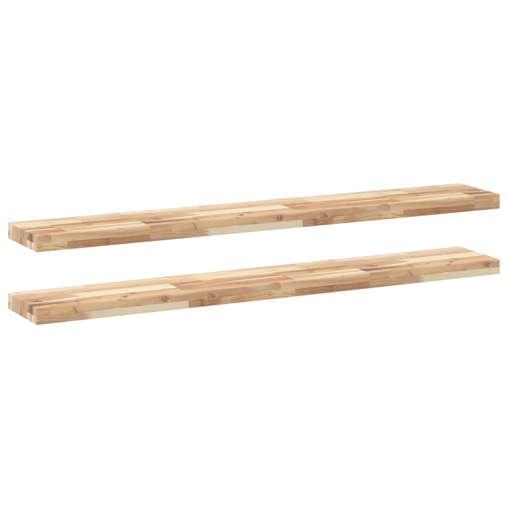 Wandschappen 2 st zwevend 140x20x4 cm onbehandeld acaciahout is nu te koop bij PeponiXL, paradijselijk wonen!
