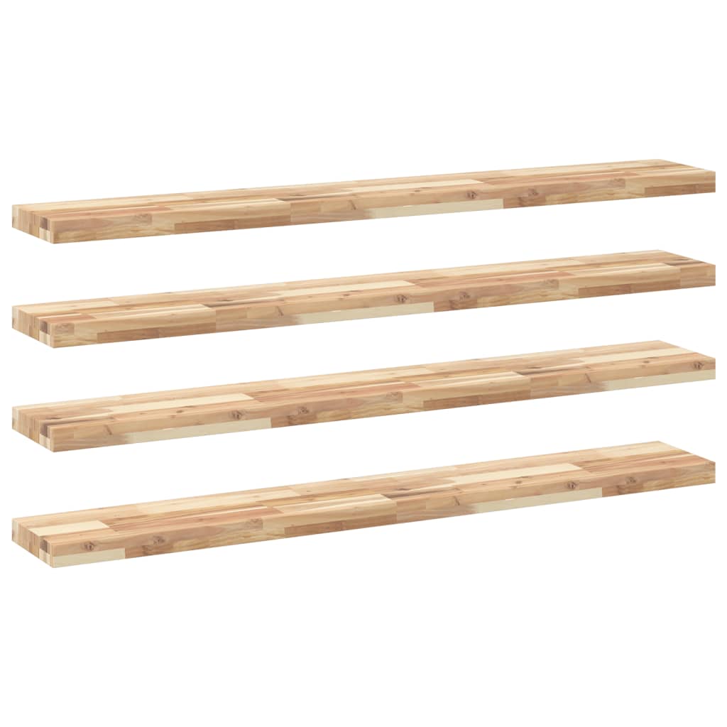 Wandschappen 4 st zwevend 140x20x4 cm onbehandeld acaciahout is nu te koop bij PeponiXL, paradijselijk wonen!