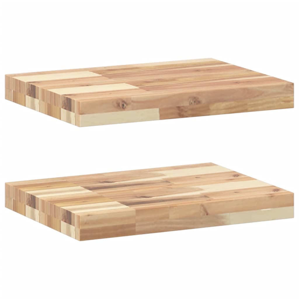 Wandschappen 2 st zwevend 60x30x4 cm onbehandeld acaciahout is nu te koop bij PeponiXL, paradijselijk wonen!