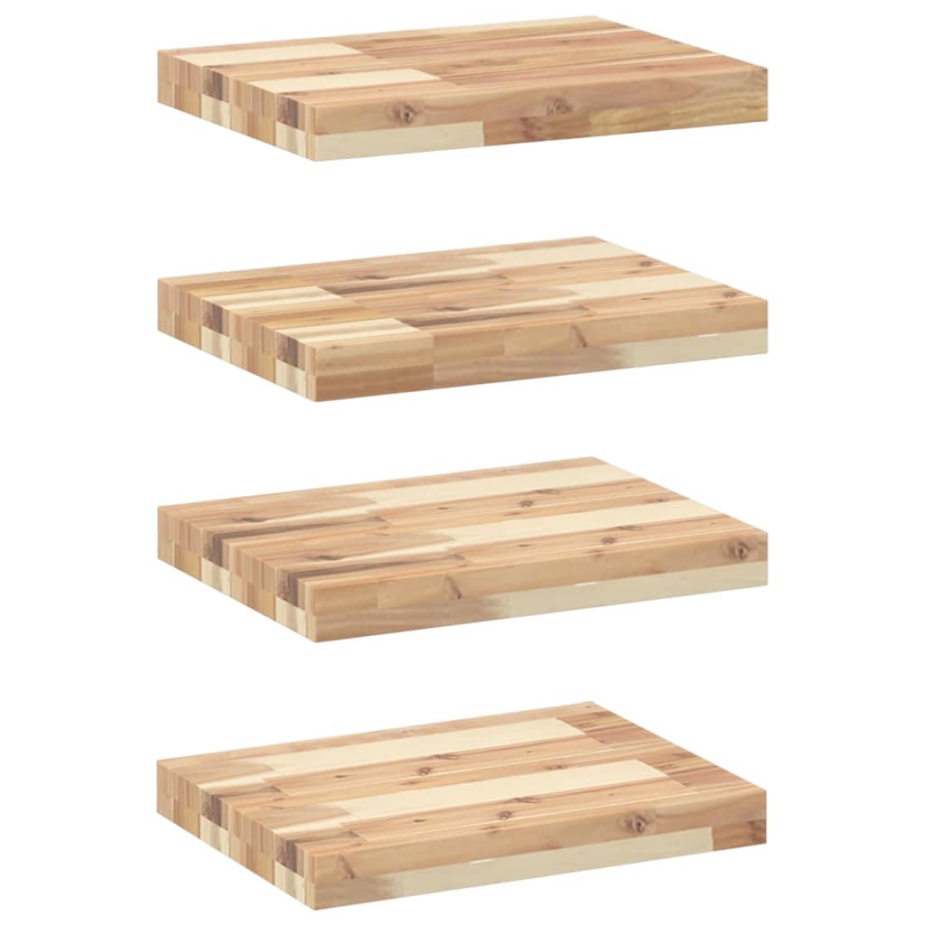 Wandschappen 4 st zwevend 60x30x4 cm onbehandeld acaciahout is nu te koop bij PeponiXL, paradijselijk wonen!