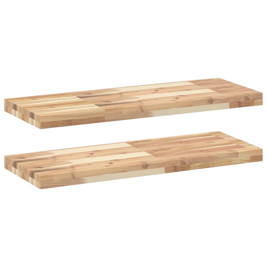 Wandschappen 2 st zwevend 80x30x4 cm onbehandeld acaciahout is nu te koop bij PeponiXL, paradijselijk wonen!