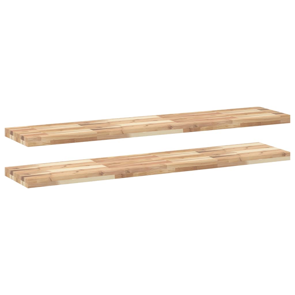 Wandschappen 2 st zwevend 120x30x4 cm onbehandeld acaciahout is nu te koop bij PeponiXL, paradijselijk wonen!