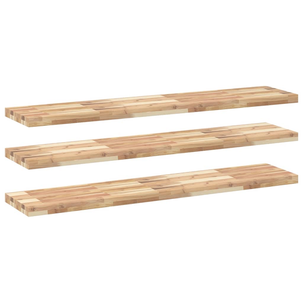 Wandschappen 3 st zwevend 120x30x4 cm onbehandeld acaciahout is nu te koop bij PeponiXL, paradijselijk wonen!