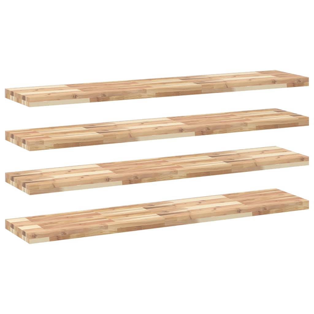 Wandschappen 4 st zwevend 120x30x4 cm onbehandeld acaciahout is nu te koop bij PeponiXL, paradijselijk wonen!