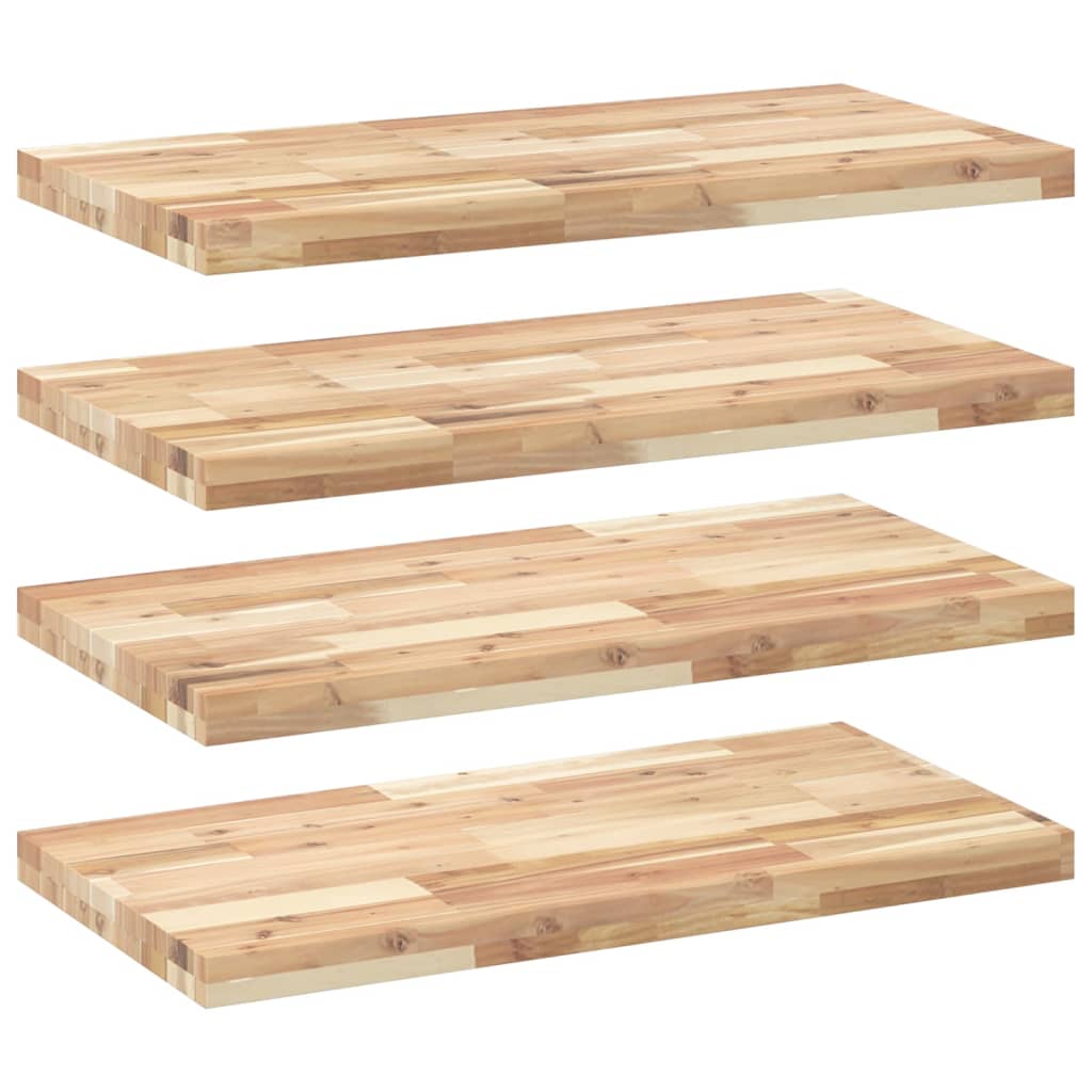 Wandschappen 4 st zwevend 100x40x4 cm onbehandeld acaciahout is nu te koop bij PeponiXL, paradijselijk wonen!