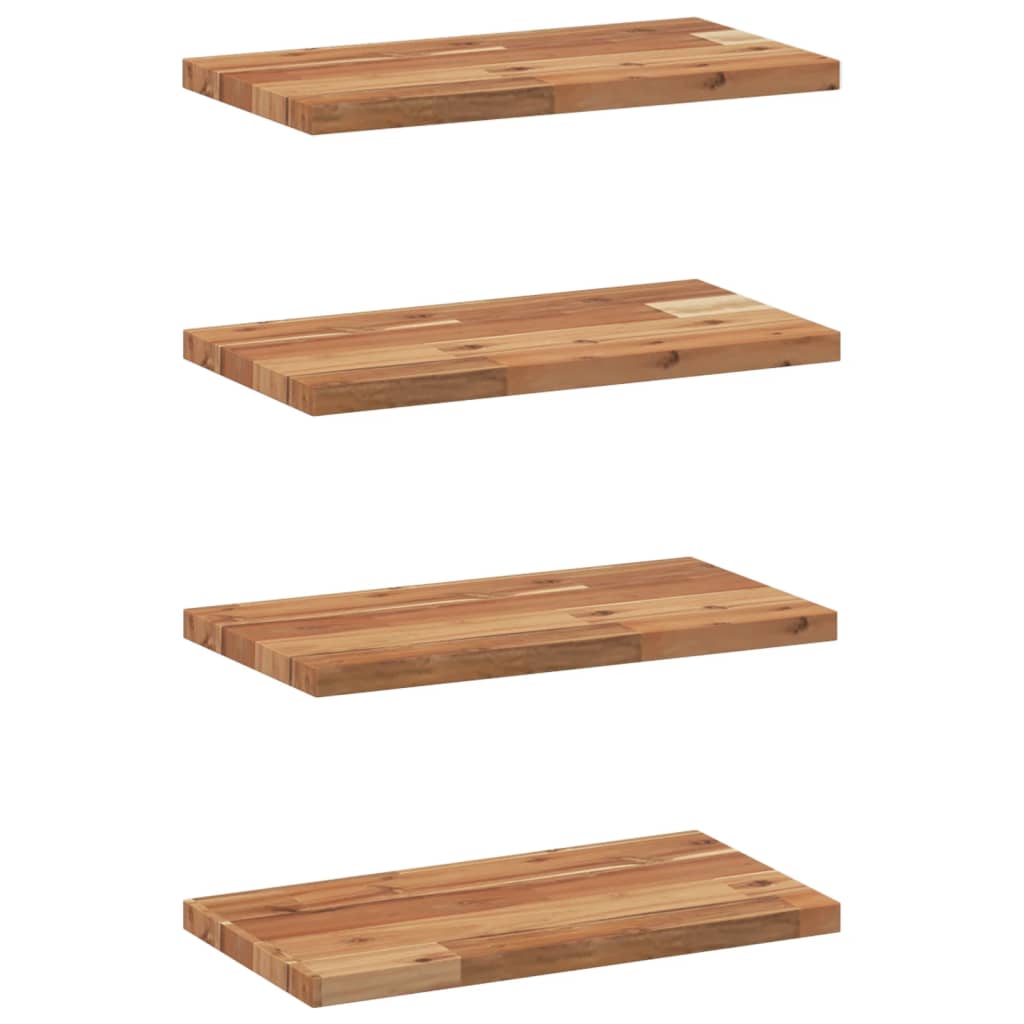 Wandschappen 4 st zwevend olieafwerking 60x20x2 cm acaciahout