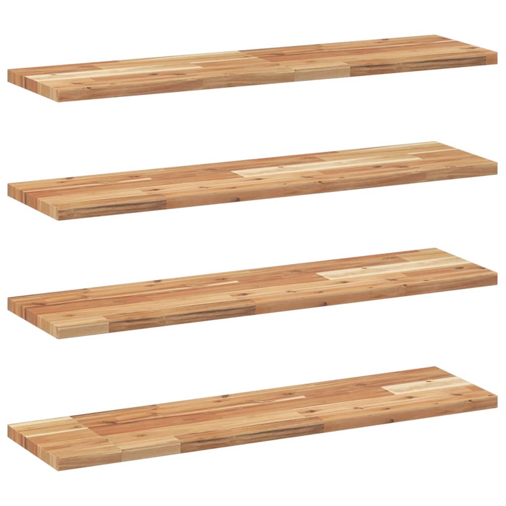 Wandschappen 4 st zwevend olieafwerking 80x20x2 cm acaciahout