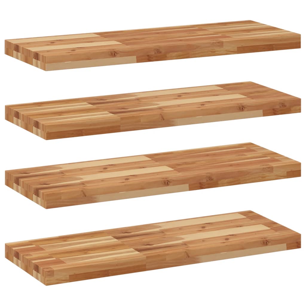 Wandschappen 4 st zwevend olieafwerking 100x30x4 cm acaciahout