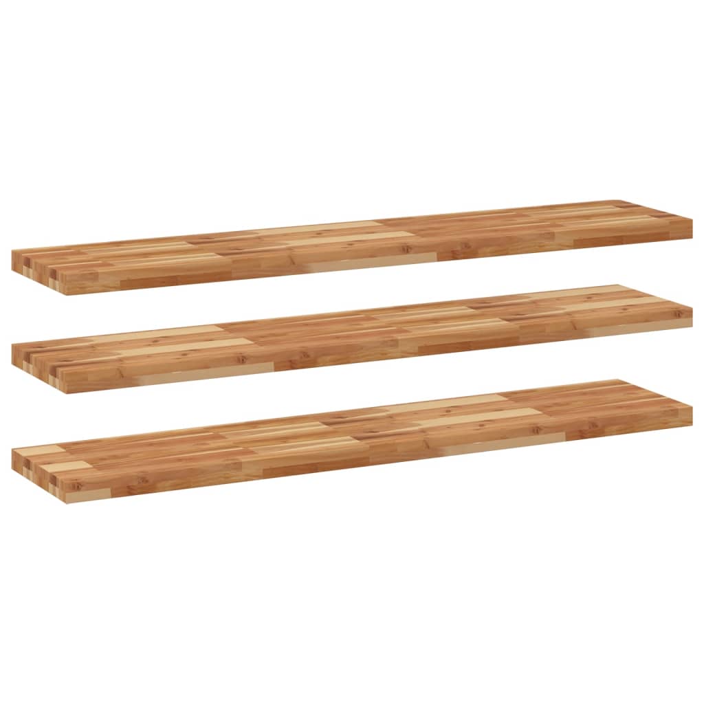Wandschappen 3 st zwevend olieafwerking 120x30x4 cm acaciahout